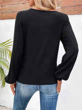 Contrast V-Neck Long Sleeve T-Shirt OutfitFlow